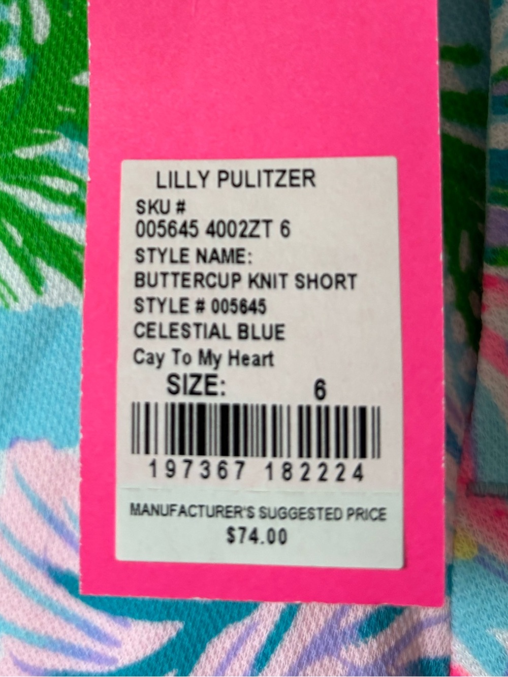 LILLY PULITZER Buttercup Knit Celestial Blue-Cay to My Heart Scalloped Hem Short - Picture 4 of 5